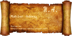 Mahler Adony névjegykártya